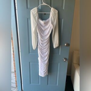 Elegant White Ruched Dress